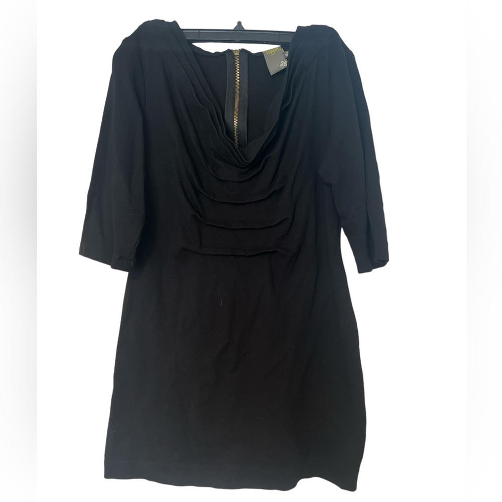 Little black dress with textured fabric and a comfy tight fit.